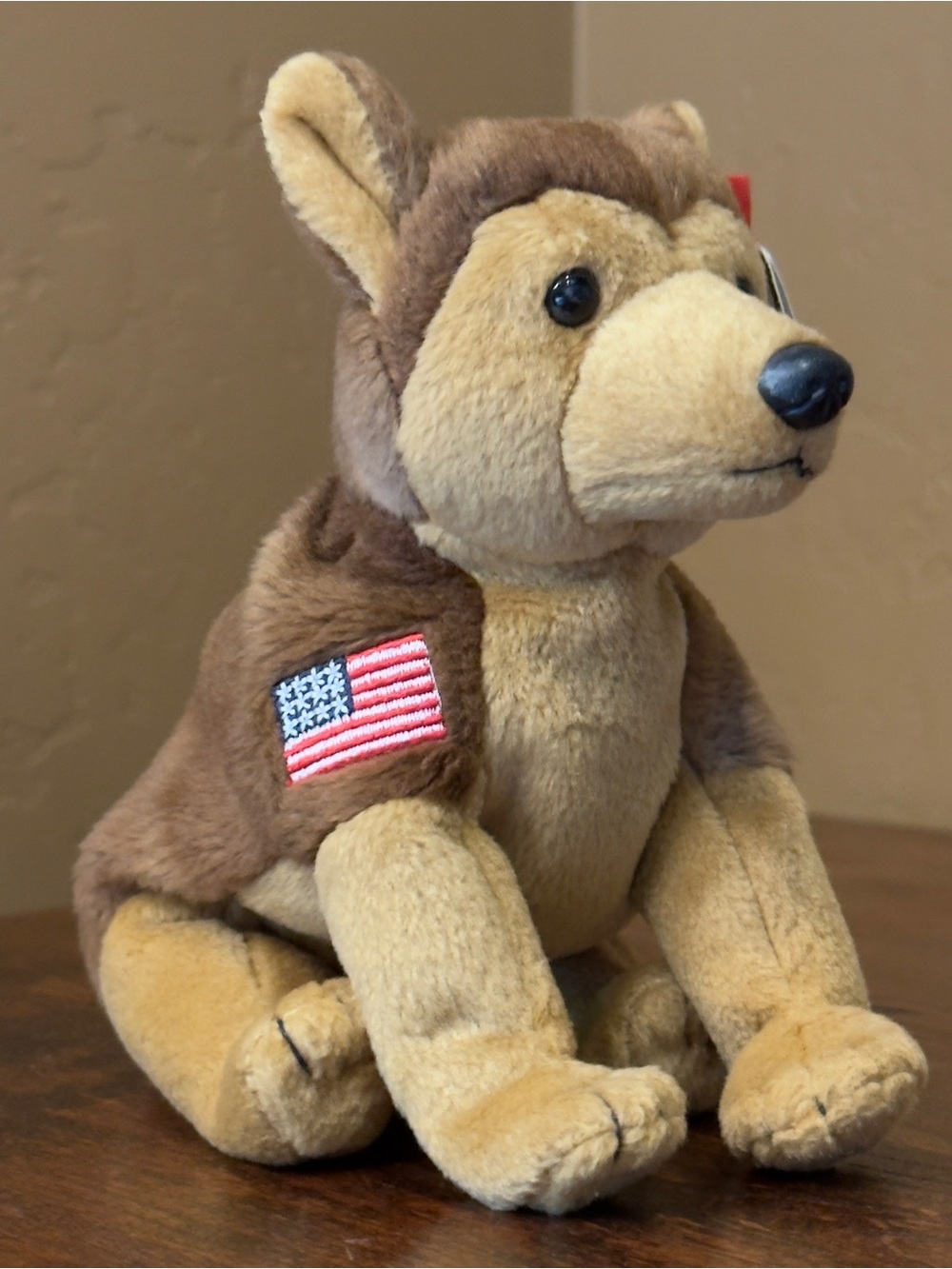 “Courage” Ty Brown & Tan Plush dog with Embroidered American Flag